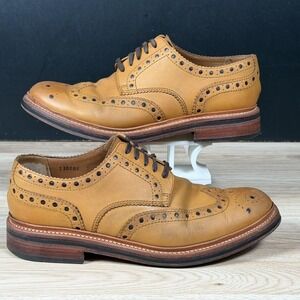Grenson Archie Shoes Mens Size 10 Brown Wingtip Brogue Leather Derby Dress